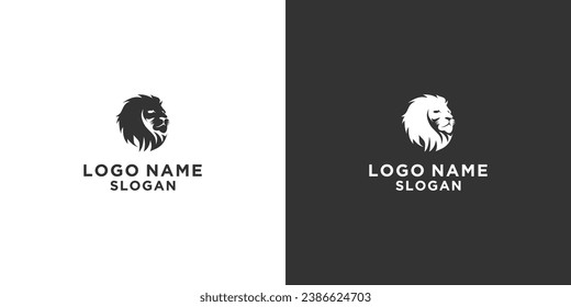 simple black and white lion head vector logo