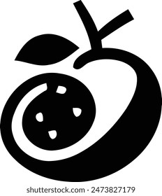 A simple black and white logo of an apple with bite marks.