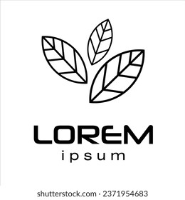 Simple Black and White Logo or symbol of leaf