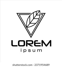 Simple Black and White Logo or symbol of leaf