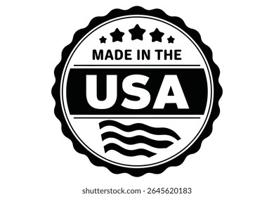 Simple black and white Made in the USA seal graphic.