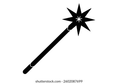 Simple black and white magic wand icon
