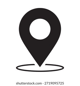 Icono simple de marcador de mapa en blanco y negro que representa un punto de ubicación