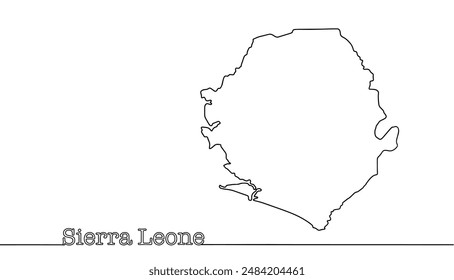 Eine einfache Schwarz-Weiß-Karte der Republik Sierra Leone. Ein Staat in Westafrika, an der Küste des Atlantischen Ozeans. Isolierte Vektorgrafik.