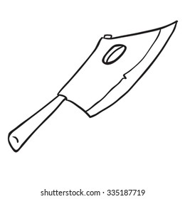 simple black and white meat chopper cartoon