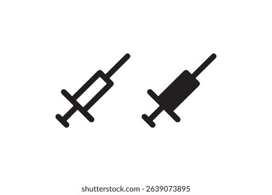 Simple black and white medical syringe icons on white background.