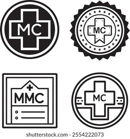 Simple black and white medicare icons 