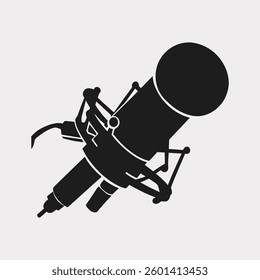 Simple black and white microphone icon.