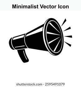 Simple Black and White Minimalist Vector Icon of a Megaphone Loudspeaker Announcing Important News