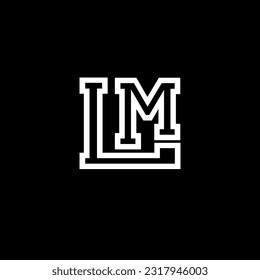 SIMPLE LETRA DE LÍNEA DE MONOGRAMA BLANCO NEGRO LM LOGO