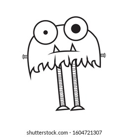 simple black and white monster cartoon