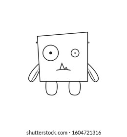 simple black and white monster cartoon
