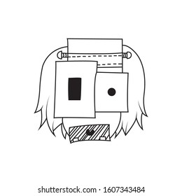simple black and white monster cartoon
