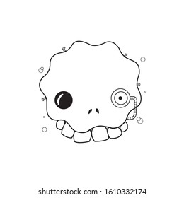 simple black and white monster cartoon