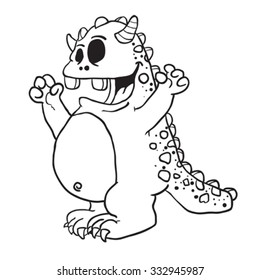 ilustración simple de caricaturas de monstruo blanco y negro