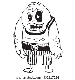 simple black and white monster doodle cartoon