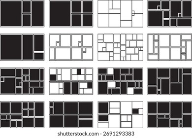 Diseño de cuadrícula de mosaico blanco y negro simple para mostrar Imágenes