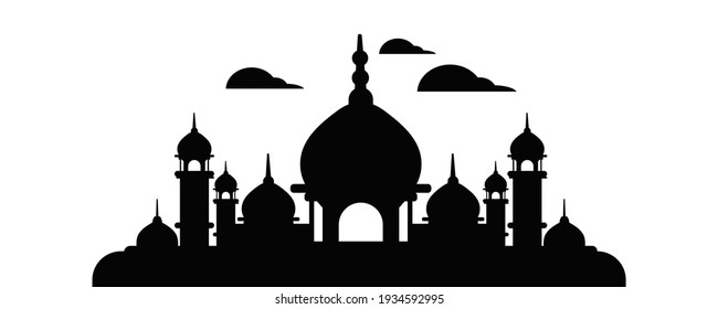 Simple black and white mosque design.
Ramadan Kareem. Web banner design. Vector design