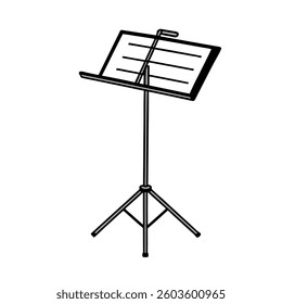 Simple Black and White Music Stand Illustration