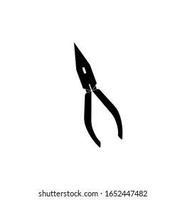 simple black and white needle nose pliers icon vector