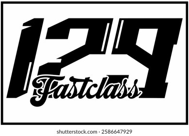 Simple black and white number 178 vector, FAST CLASS text, racing sticker design.