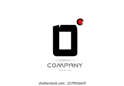simple black and white O alphabet letter logo icon design with japanese style lettering. Creative template for company and business with red dot