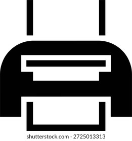 Einfaches schwarz-weißes Bürodrucker-Symbol für Papierdokumentdrucktechnologie und Business-Hardware-Ausrüstung für den Arbeitsplatz