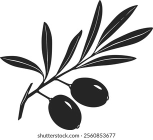 Simple black and white olive branch illustration