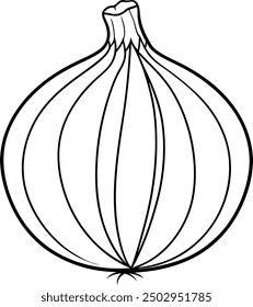 Simple Black and White Onion Illustration for Coloring