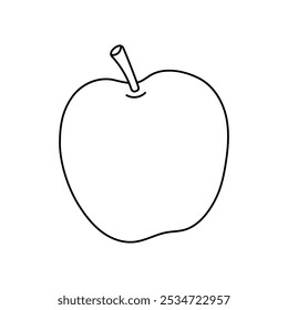 Simple black and white outline of an apple drawn on a plain background