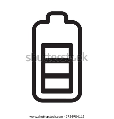 A simple black and white outline of a battery with moderate charge