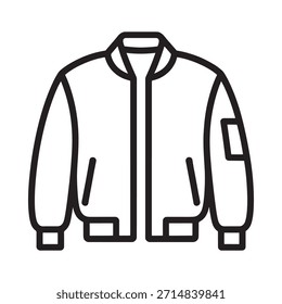 Simple contorno en blanco y negro de un diseño clásico de chaqueta bomber