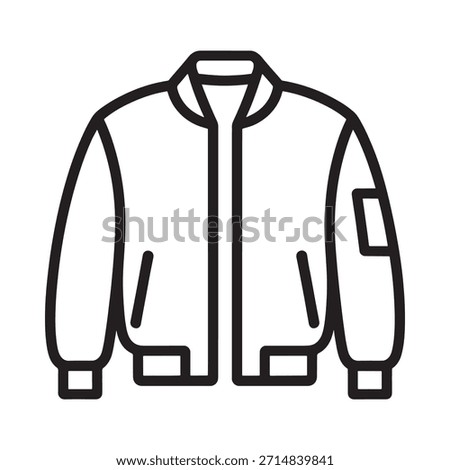 Simple black and white outline of a classic bomber jacket design