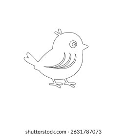 Simple contorno blanco y negro de un pájaro lindo de la historieta, ideal para los libros de colorear de los niños y los materiales educativos.

