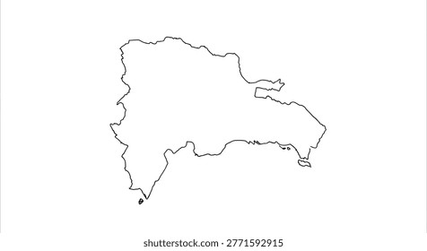 a simple black and white outline of the dominican republic map isolated on a white background high-quality professional detailed modern elegant stylish clean crisp