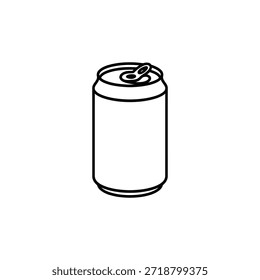 Simple dibujo de contorno en blanco y negro de una sola lata de refresco de aluminio