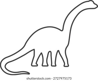 Eine einfache schwarz-weiße Umrisszeichnung eines Dinosauriers mit langem Hals