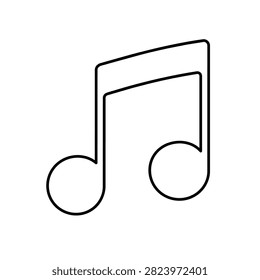 Simple black and white outline of eighth musical note. Represents sound, melody, rhythm, and music composition. Ideal for audio or music-related graphic elements.