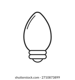 Icono de contorno blanco y negro simple de una bombilla de Navidad c7 con base de tornillo