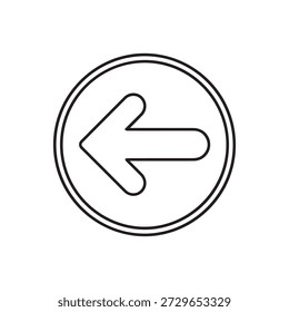 Simple black and white outline icon of a left-pointing arrow within a double circle