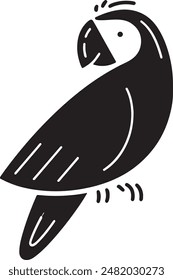 A simple black and white outline illustration of a parrot.