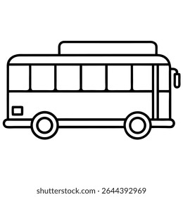 A simple black and white outline illustration of a school bus, perfect for educational projects. This versatile vector features a clean line art drawing of a classic school bus.