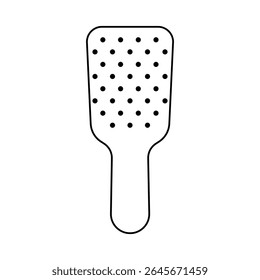 A simple black and white outline image of a hairbrush. Perfect for personal care and salon services designs.