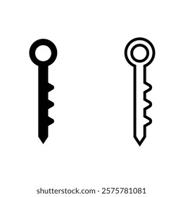 Simple Black and White Outline Key Icon.