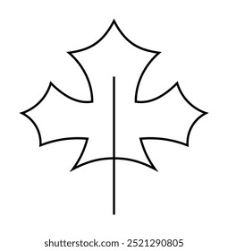 Simple black and white outline of a maple leaf. Thin line drawing with clean edges. Ideal for nature themes, botanical designs, Canadian symbols, minimalist art, and educational materials. Simple