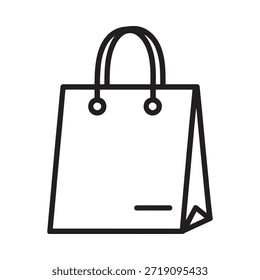 Simple contorno blanco y negro de una bolsa de compras de papel con asas