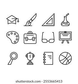 Simple black and white outline school icon design