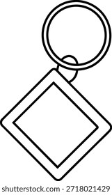 Simple contorno en blanco y negro de un llavero cuadrado. Ideal para maquetas, Plantillas de diseño, publicidad, gráficos de Sitio web y contenido de redes sociales. Fácilmente personalizable para marca o Materiales promocionales.