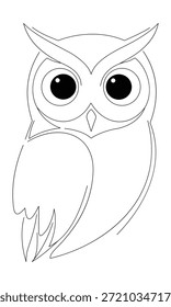 Ilustración de arte de línea de búho blanco y negro simple