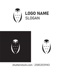 Simple black and white owl logo
